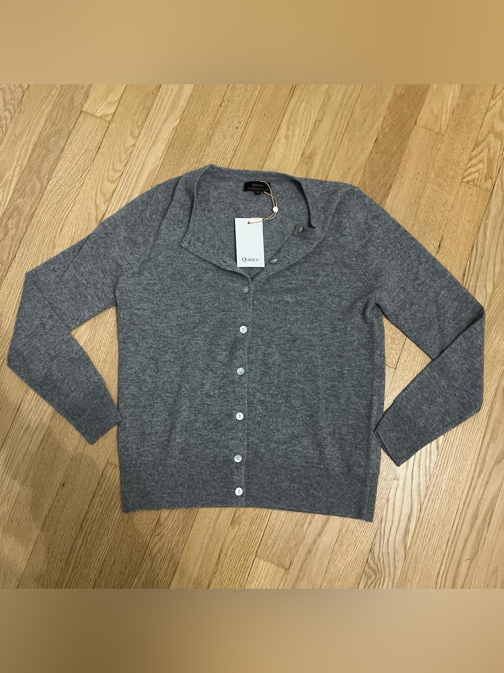 Quince Women's Gray Button-Front Cashmere-Blend Cardigan